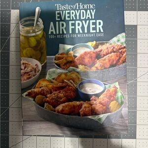 Taste of Home Air Fryer Cookbook with Blue and Green Accents
